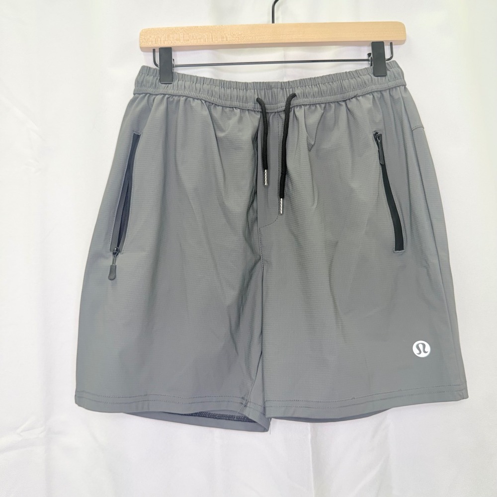Lululemon Mens Gray Ripstop Athletic Training Shorts Small Zipper Pockets